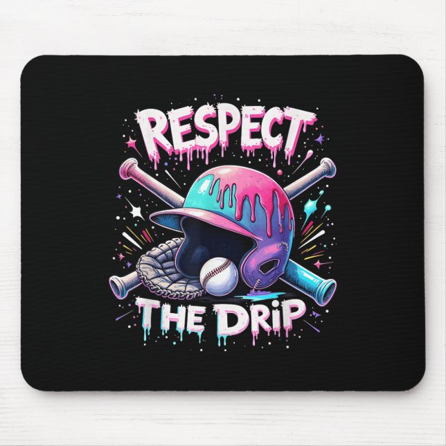 Respect The Drip Baseball Ice Cream Drip Vibes Squ Mouse Pad (Front)