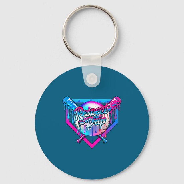 Respect The Drip Baseball Ice Cream For Kids Boys  Key Ring (Front)