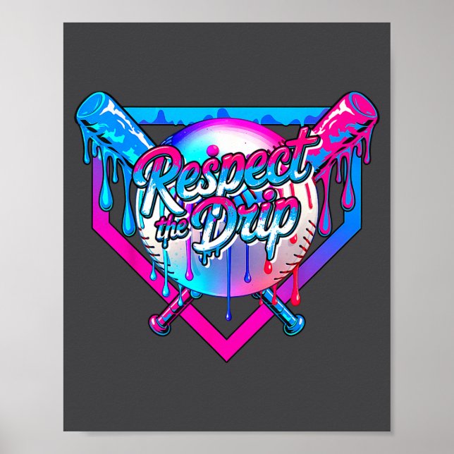 Respect The Drip Baseball Ice Cream For Kids Boys  Poster (Front)