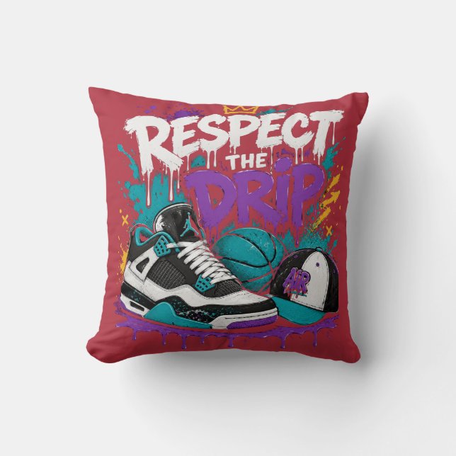 Respect The Drip Basketball Design Cushion (Front)