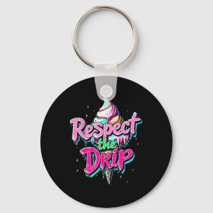 Respect The Drip Bysebyll Ice Cream Cone Drip Men Key Ring
