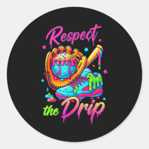 Respect The Drip Cool Ice Cream Drip Style For Boy Classic Round Sticker