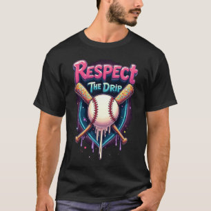 Respect The Drip Funny Baseball Ice Cream Drip T-Shirt