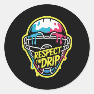 Respect The Drip Hockey Goalie Mask Ice Hockey Goa Classic Round Sticker