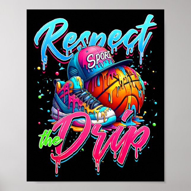 Respect The Drip Sketll Ice Cream Drip With Sprink Poster (Front)
