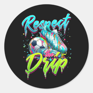 Respect The Drip Soccer Ice Cream Drip With Sprink Classic Round Sticker