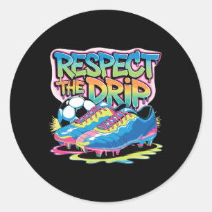 Respect The Drip Soccer Ice Cream Drip With Sprink Classic Round Sticker