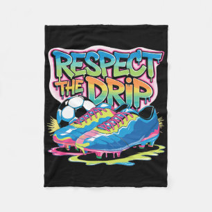Respect The Drip Soccer Ice Cream Drip With Sprink Fleece Blanket
