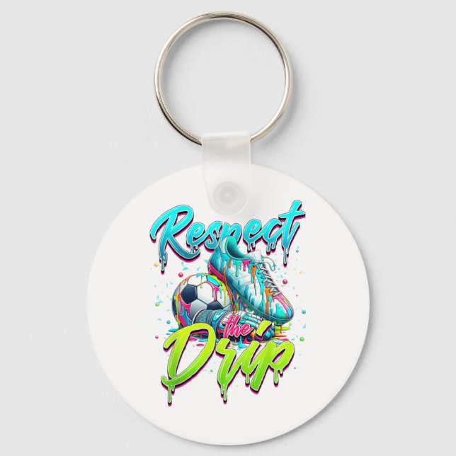 Respect The Drip Soccer Ice Cream Drip With Sprink Key Ring (Front)