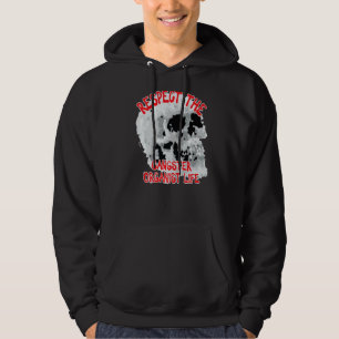Respect The Gangster Organist Life Skull Word Hoodie