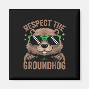 Respect The Groundhog Flag Usa Woodchuck Ground Ho Magnet