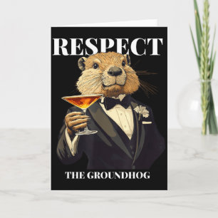Respect The Groundhog Funny Ground-hog Day Usa Fla Card