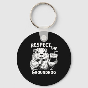 Respect The Groundhog Funny Ground Hog Woodchuck D Key Ring