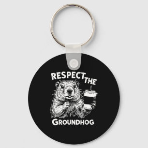 Respect The Groundhog Funny Ground Hog Woodchuck D Key Ring