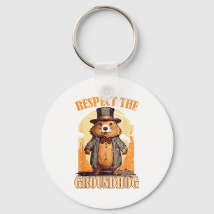 Respect The Groundhog Funny Groundhog Day  Key Ring
