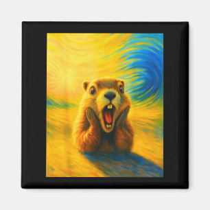 Respect The Groundhog Funny Woodchuck Cute Kids Bo Magnet