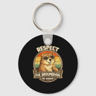 Respect The Groundhog He Knows – Funny Groundhog D Key Ring