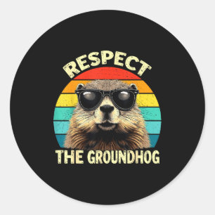 Respect The Groundhog Lover Vintage Animal Ground  Classic Round Sticker