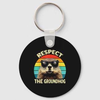 Respect The Groundhog Lover Vintage Animal Ground  Key Ring