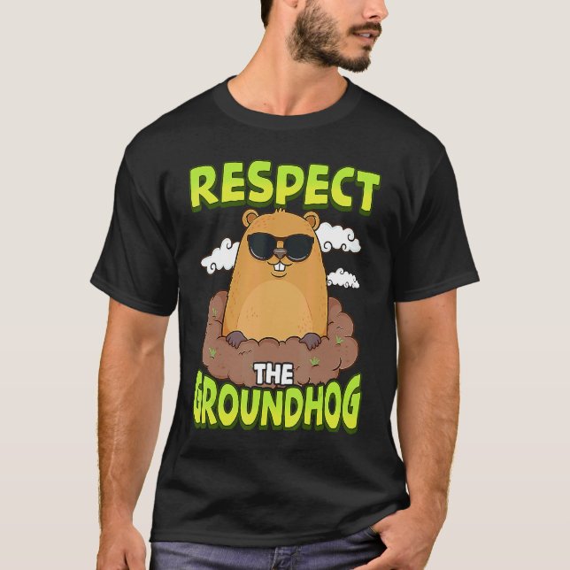 Respect The Groundhog  Retro Punxsy Phil's Groundh T-Shirt (Front)