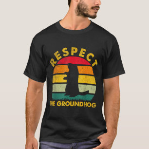 Respect The Groundhog Sunset Funny Woodchuck T-Shirt