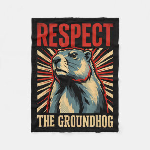 Respect The Groundhog Vintage Political Style Post Fleece Blanket