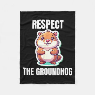 Respect The Groundhog Whisperer Funny Vintage Fleece Blanket