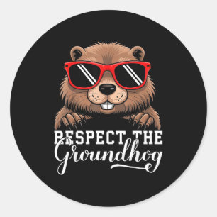 Respect The Groundhog Woodchuck Animal Ground Hogs Classic Round Sticker