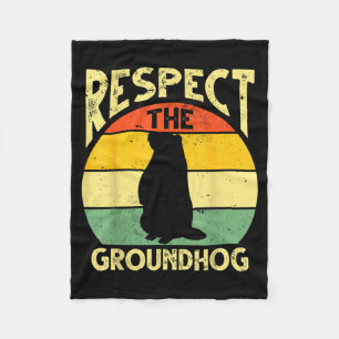 Respect The Groundhog Woodchuck Design Ground Hog Fleece Blanket