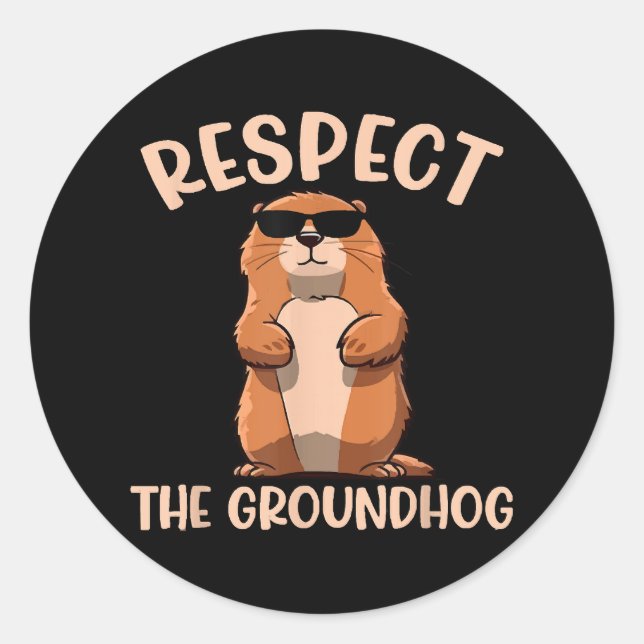 Respect The Groundhog -Woodchuck Groundhog Day Classic Round Sticker (Front)