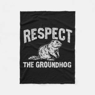 Respect The Groundhog Woodchuck Photo Ground-hog D Fleece Blanket