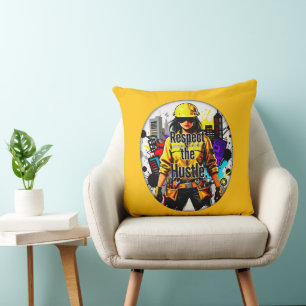 Respect the Hustle Worker Illustration – Industria Cushion
