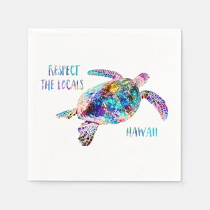 Respect the Locals Sea Turtle Tie Dye Beach Quote Napkin