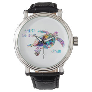 Respect the Locals Sea Turtle Tie Dye Beach Quote Watch