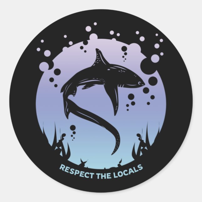 Respect The Locals - Shark Awareness Classic Round Sticker (Front)