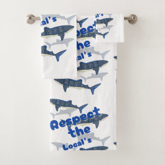 RESPECT THE LOCALS , SHARK'S FAMILY SWIMMING CLOSE BATH TOWEL SET