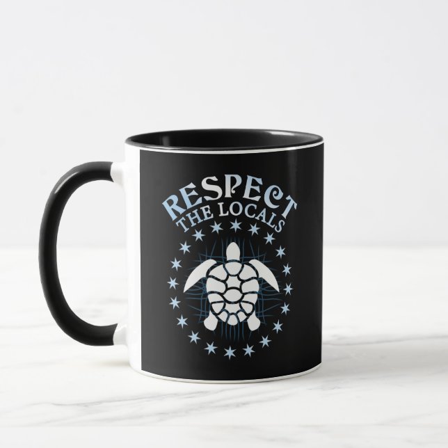 Respect The Locals - Turtle Awareness Diving Quote Mug (Left)