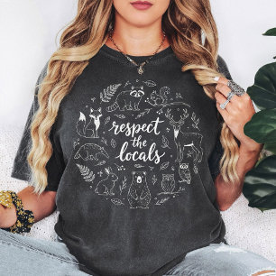 Respect the Locals Woodland Animals Circle Design T-Shirt