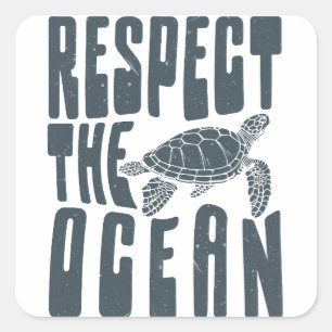 Respect the ocean square sticker