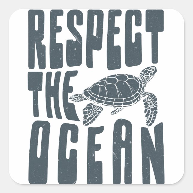 Respect the ocean square sticker (Front)