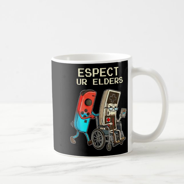 Respect Ur Elders Retro Gaming Controller Funny  Coffee Mug (Right)