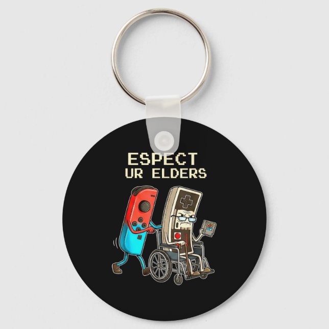 Respect Ur Elders Retro Gaming Controller Funny  Key Ring (Front)