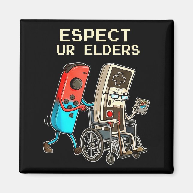 Respect Ur Elders Retro Gaming Controller Funny  Magnet (Front)