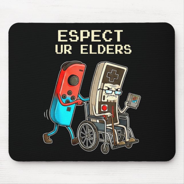 Respect Ur Elders Retro Gaming Controller Funny  Mouse Pad (Front)