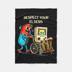 Respect Your Elders Funny Retro Gaming  Fleece Blanket