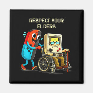 Respect Your Elders Funny Retro Gaming Magnet