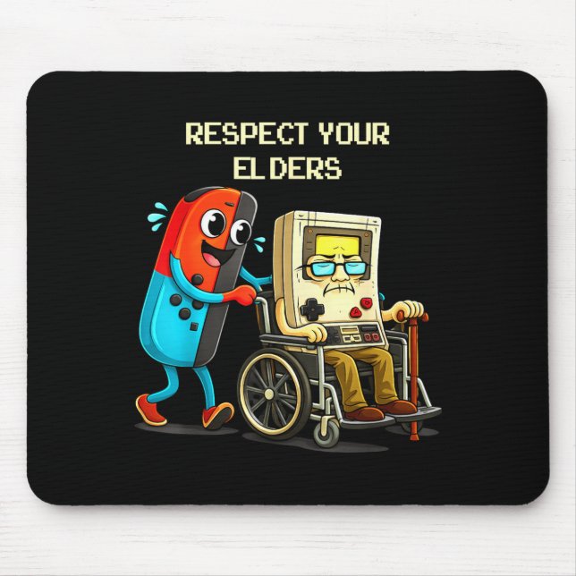 Respect Your Elders Funny Retro Gaming  Mouse Pad (Front)