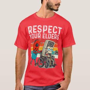 Respect Your Elders Gamer Videogame Controller Ret T-Shirt