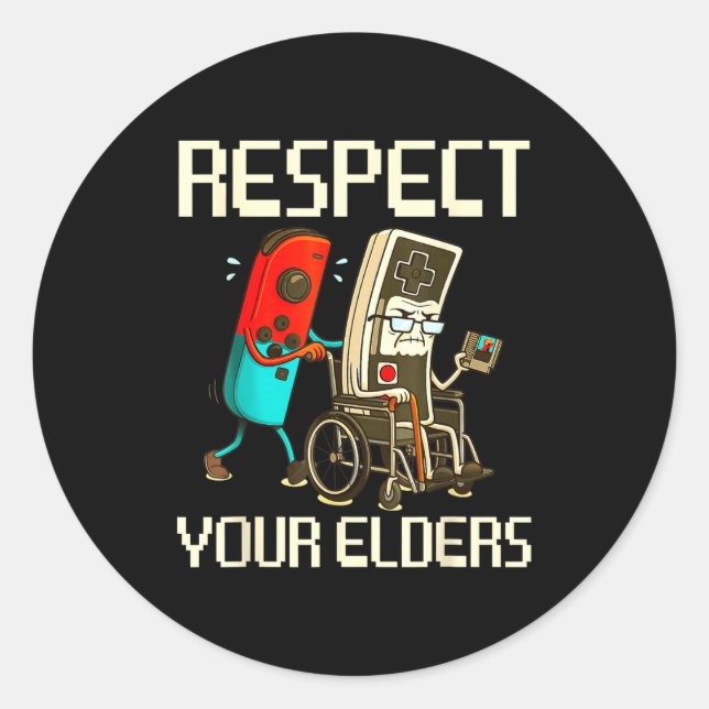 Respect Your Elders Gaming Clic  Classic Round Sticker (Front)