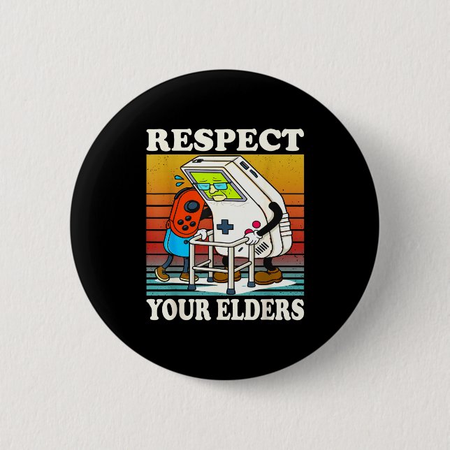 Respect Your Elders Gaming Control 80s Retro Funny 6 Cm Round Badge (Front)
